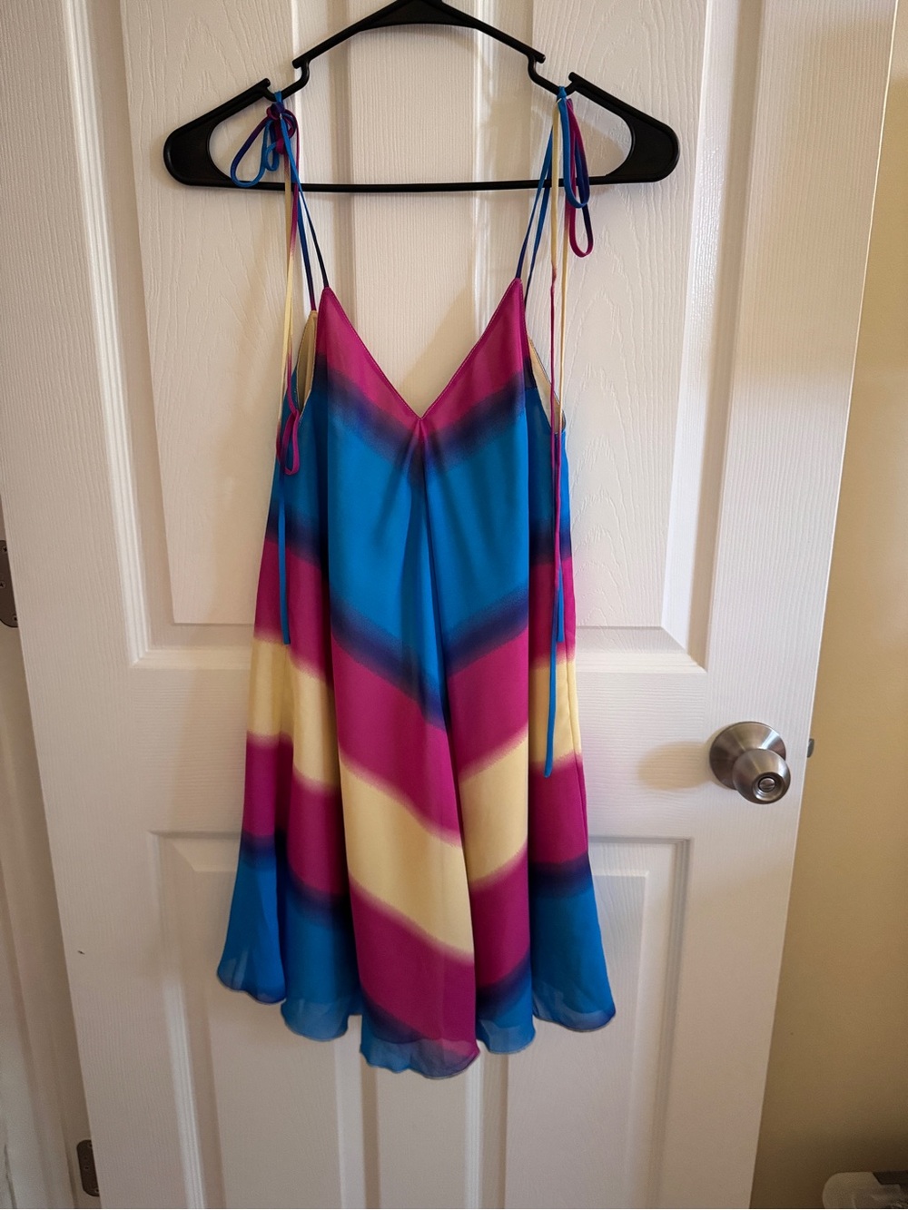 Anthropologie Multicolor Chevron Mini Dress - Blue, Pink, Cream